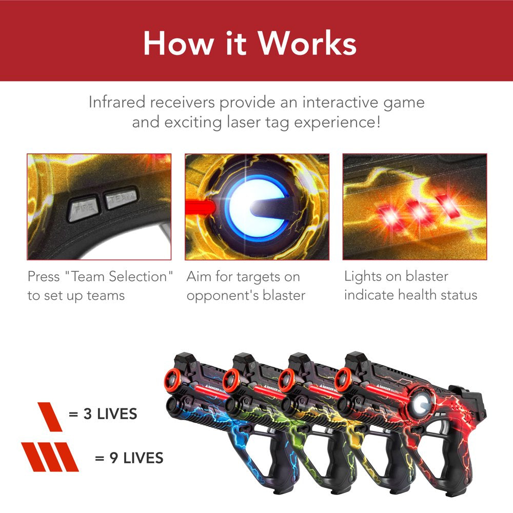 Best Choice Products Set of 4 Infrared Laser Tag Blaster Set for Kids & Adults w/ Multiplayer Mode