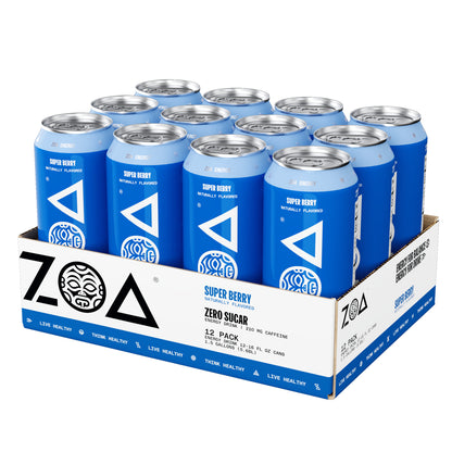 ZOA Zero Sugar Energy Drink, Tropical Punch, 16oz (12-Pack)