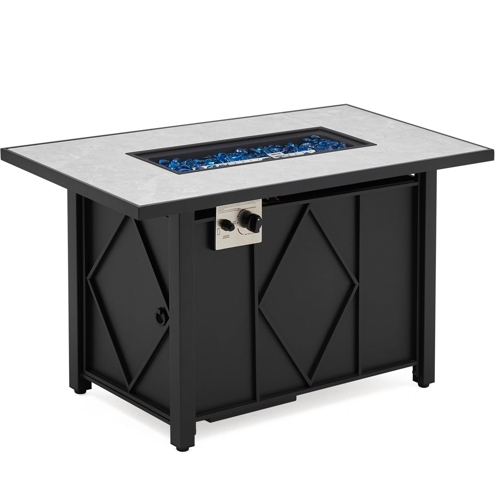 Topeakmart 43in Propane Firepit Table with Water-Resistant Cover, 50,000 BTU, Black