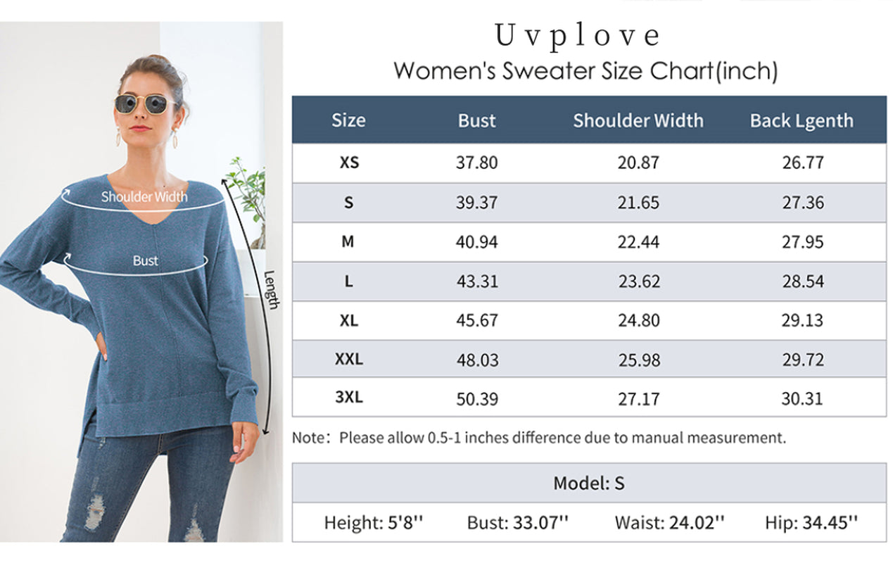 Uvplove V Neck Sweaters for Women Fall Lightweight Knit Pullover Sweater Blouse