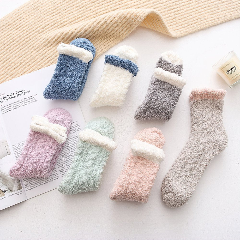 7 Pairs Fuzzy Socks for Women, Fluffy Socks Women, Cozy Socks for Women Slipper Socks