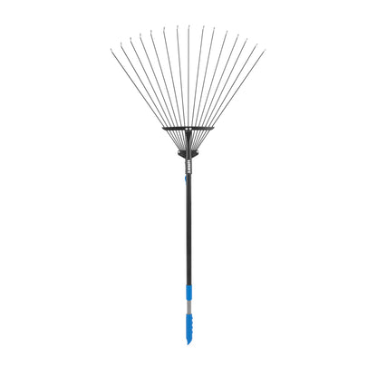 HART Collapsible Steel Tine Leaf Rake with Telescoping Handle Design