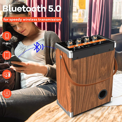 Karaoke Machine for Adults & Kids Bluetooth Portable Speaker with 2 Wireless Microphones Pa System