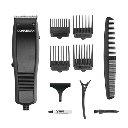 Conair Professional Men'S Haircut Kit, 10 Piece Kit with Basic Clipper, Guide Combs, & Accessories, HC93W