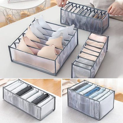 5 PCS Clothes Organizer for Clothes,Drawer Dividers Containers for Wardrobe,Cloth Storage Bins,Washable Foldable Compartment Box for Bedroom Dorm Room,Gray,Storage 5 Pcs