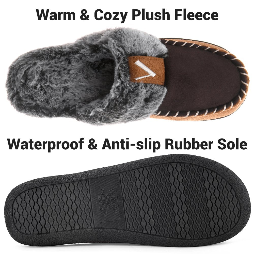 VONMAY Women's Comfy Fuzzy House Slipper Scuff Memory Foam Slip on Warm Moccasin Style Indoor Outdoor