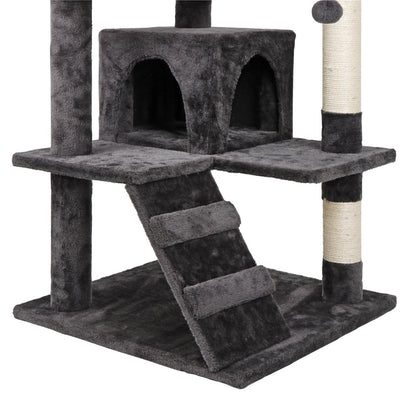 Zenstyle 53-in Cat Tree & Condo Scratching Post Tower, Dark Gray