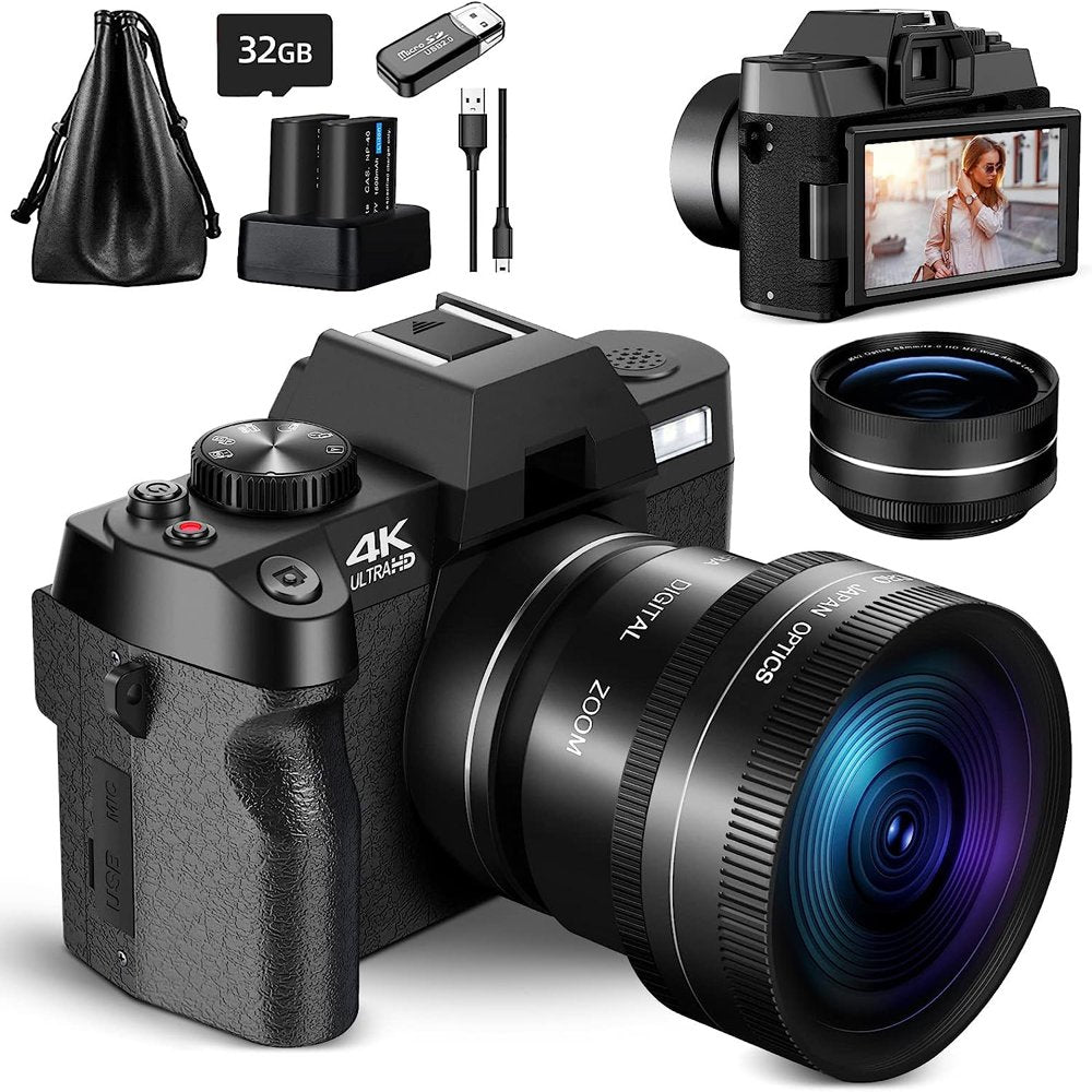 NBD Digital Camera 4K Ultra HD 48MP All-in-One Vlogging Camera with Wide Angle Lens, Digital Zoom 16x and 3" Screen