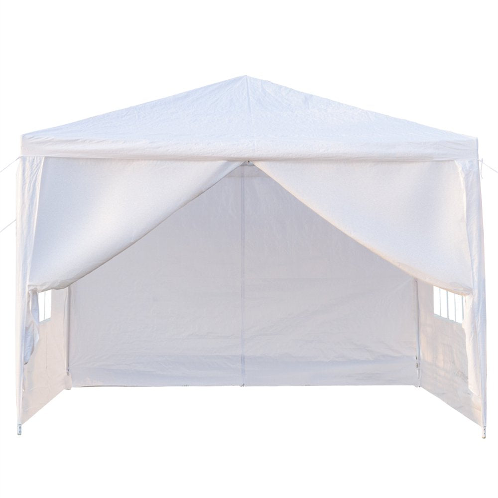  10 X 10 Canopy Tent with 4 Removable Sidewalls for Patio Garden, Sunshade Outdoor Gazebo BBQ Shelter Pavilion, for Party Wedding Catering Gazebo Garden Beach Camping Patio, White, S10667