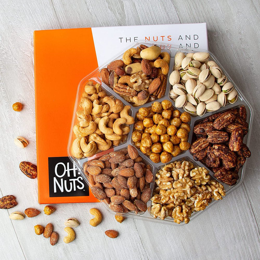 Oh! Nuts Gourmet Gift Box with 7 Variety Roasted Salted Nuts Healthy Snacks, 1.8 lb