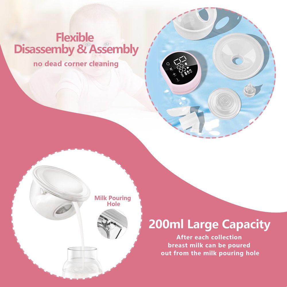 Electric Breast Pump, Yadala Double Wearable Breast Pump, Hands-Free Breast Pumps with 3 Modes, 9 Levels, Pink