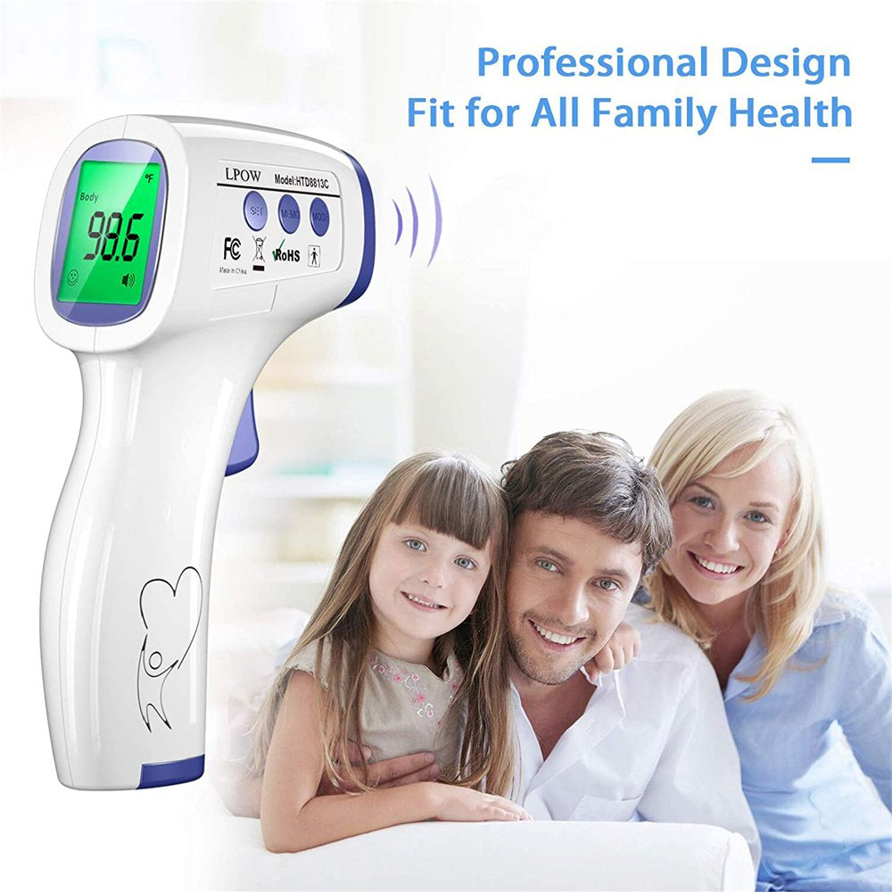 LPOW Infrared Digital Body Thermometer, 3 Colors Backlight, 50 Memories Recall,  All Ages