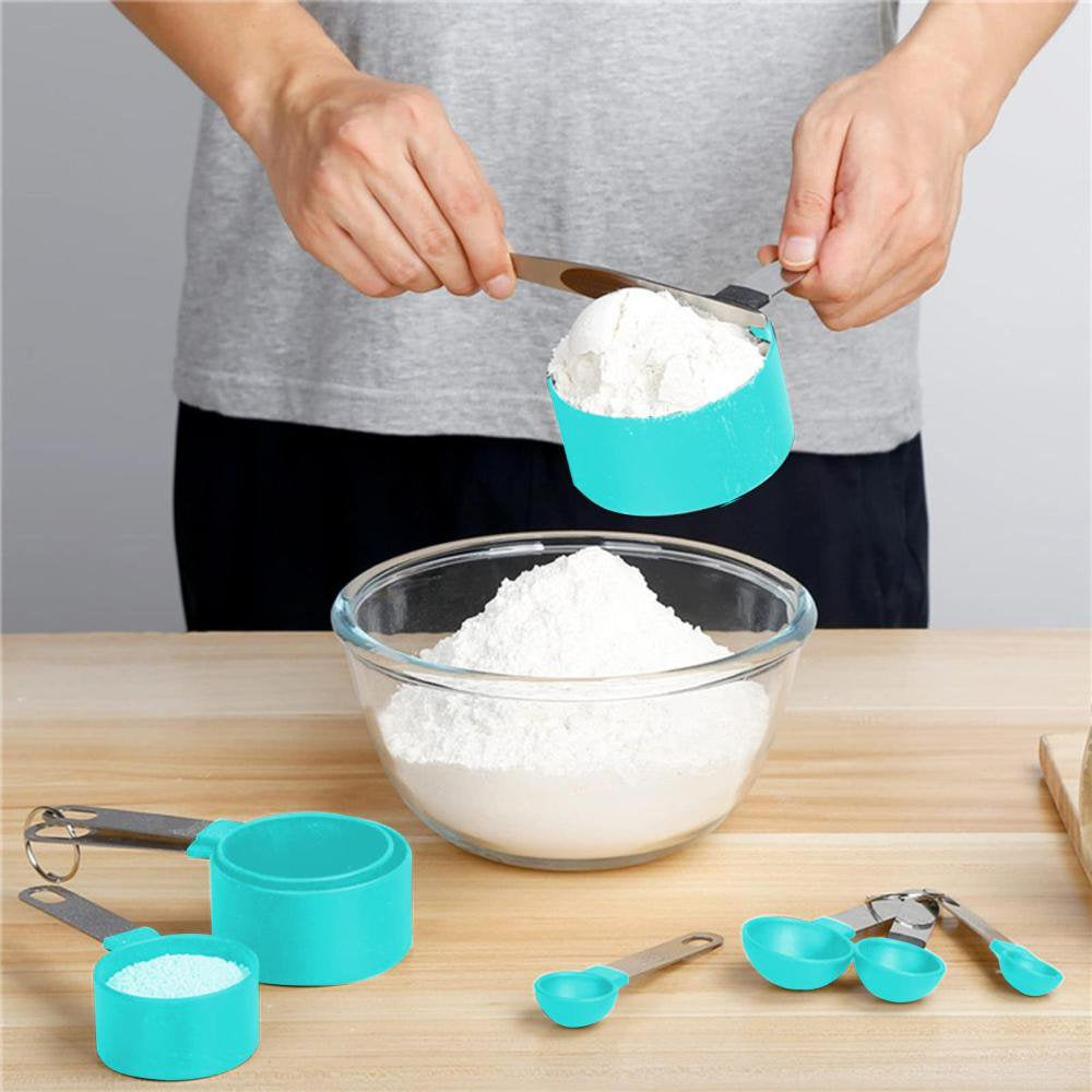 Measuring Cups Spoons Set | Stackable for Dry and Liquid Ingredient, Nesting for Food | Widely Used 8pcs (4 Cups & 4 Spoons) Kitchen Gadgets, Cooking & Baking Essentials