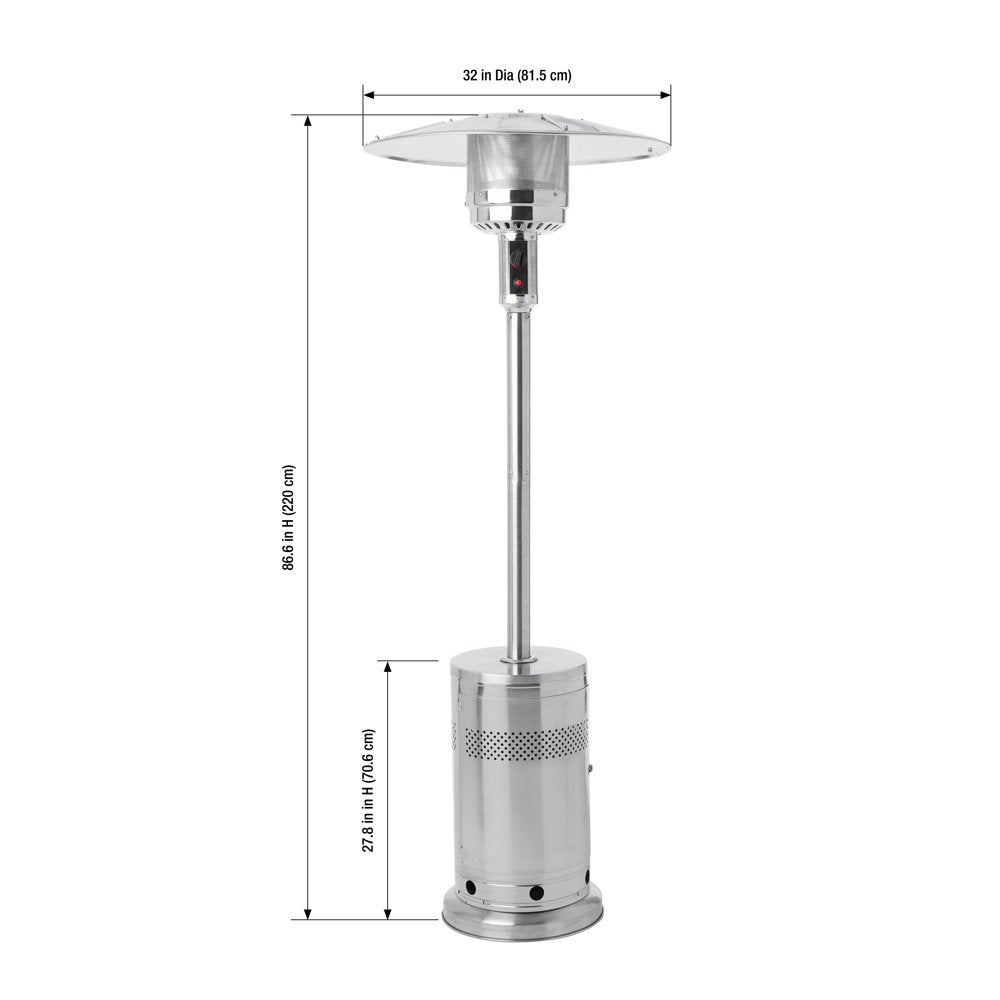 Mainstays 48,000 BTU Propane Gas Outdoor Freestanding Patio Heater, Stainless Steel, MSF328059664030.