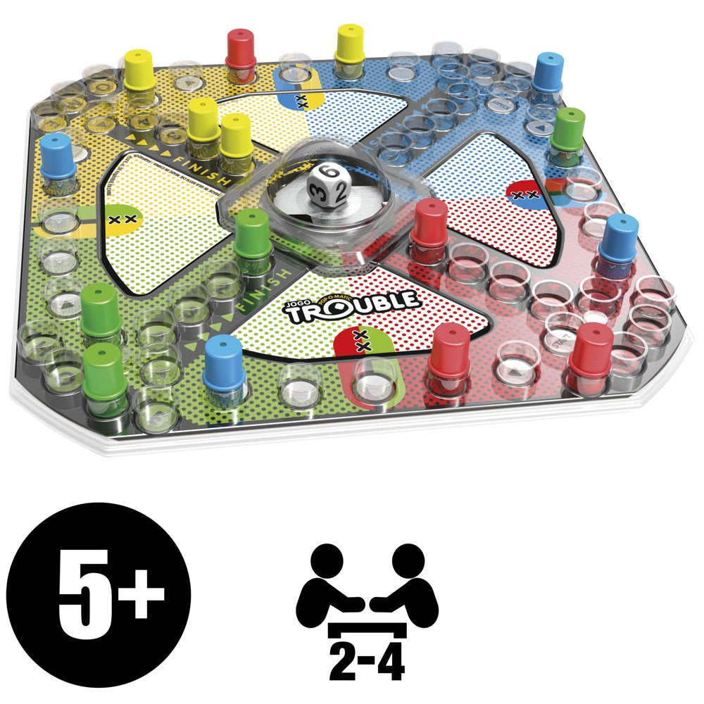 Trouble Board Game for 2 to 4 Players, for Kids Ages 5 and Up