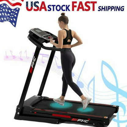 Holiday Clearance 3.5 HP Folding Treadmill with Manual Incline 330lb Capacity 12 Programs,MP3 Speakers and LCD Display,Shock Absorption,Space Saving Walking Jogging Machine for Home/Gym Cardio Use