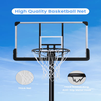 Portable Basketball Hoop Goal Basketball Hoop System Height Adjustable 7 ft. 6 in. - 10 ft. with 44 inch Indoor Outdoor PVC Backboard Material