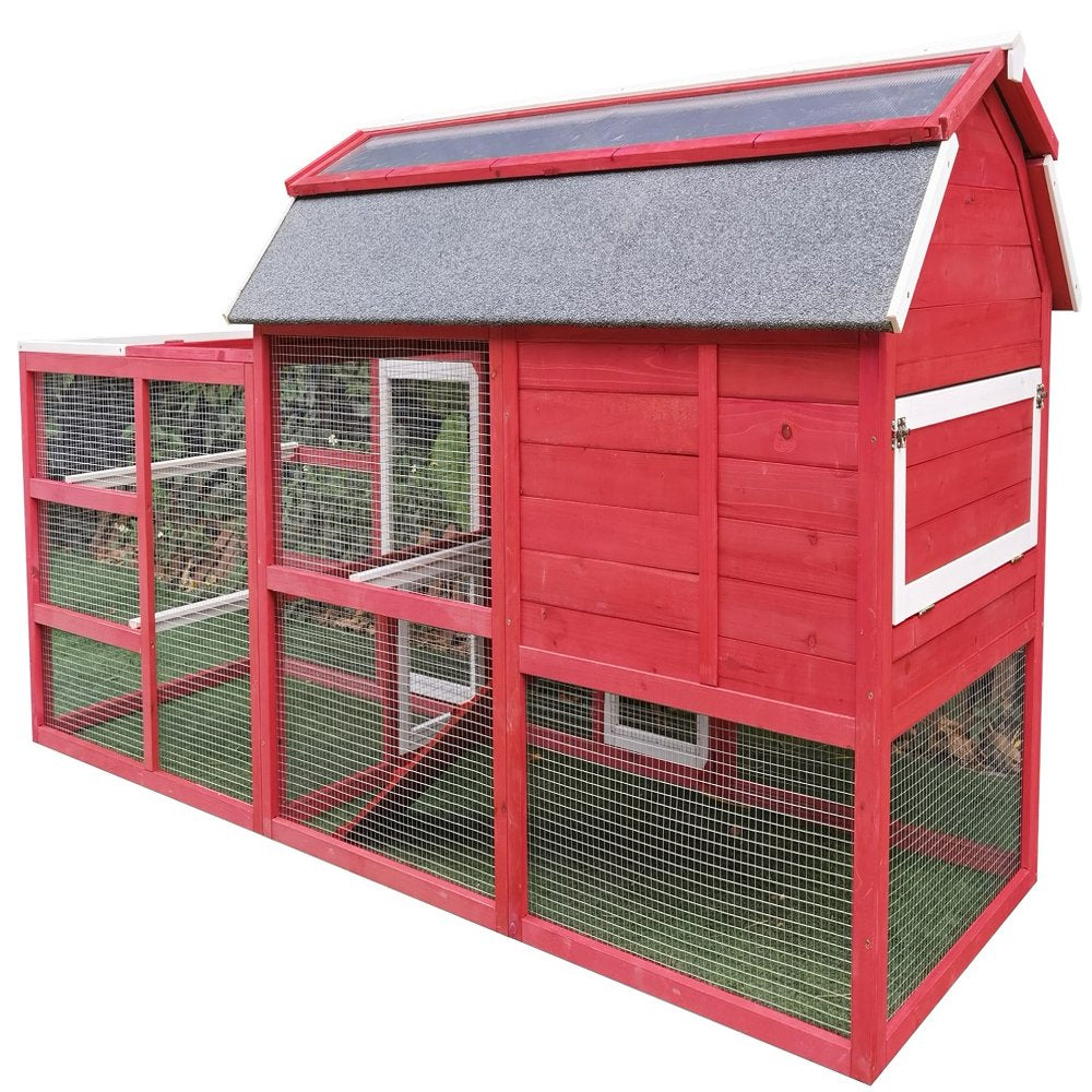 Chicken Coop Outlet Large 102" Wood Backyard Hen House Nesting Box & Run & Cleaning Tray