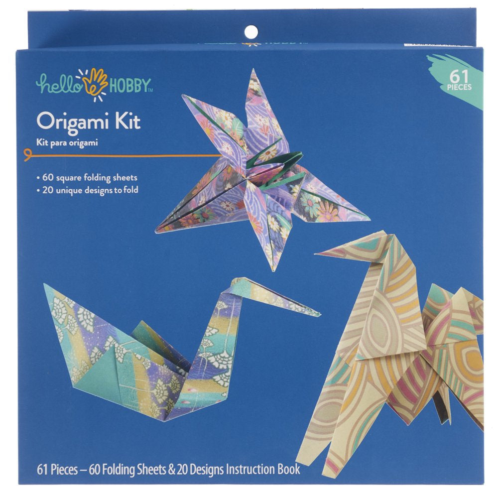 Origami Kit, Multicolor, 61 Pieces, Paper and Instructions Included Unisex, Adult