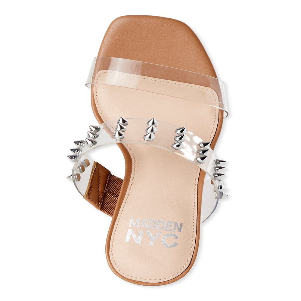 Madden NYC Women's Clear Band Studded Sandals