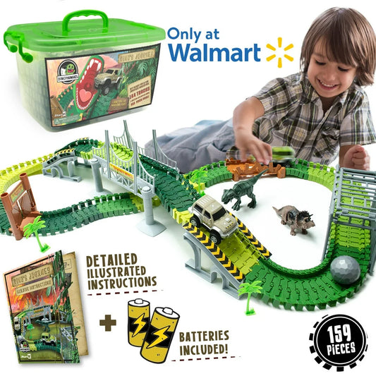 JitteryGit Dinosaur Toys for Boys Race Car Track STEM Vehicle Playsets for Kids toddler ages 3 4 5 6 7 8 Year Olds