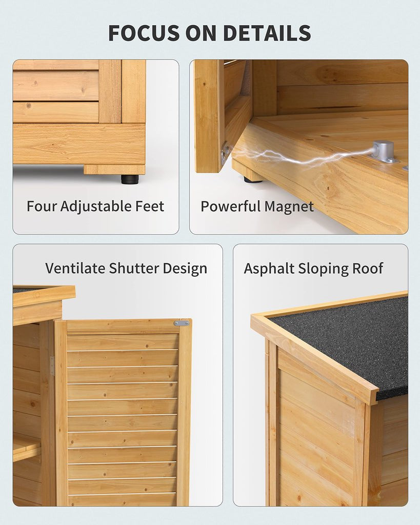 Aiho 63.2" Outdoor Storage Cabinet with Double Lockable Doors and 3 Removable Shelves - Natural