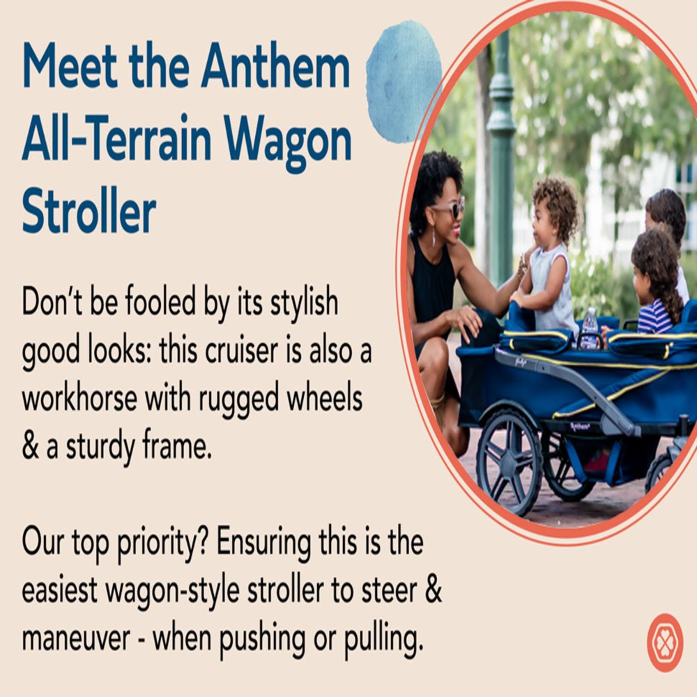 Gladly Family Anthem4 All-Terrain 4-Seater Wagon Stroller, Rugged Wheels, Canopy, Foldable, Sand & Sea