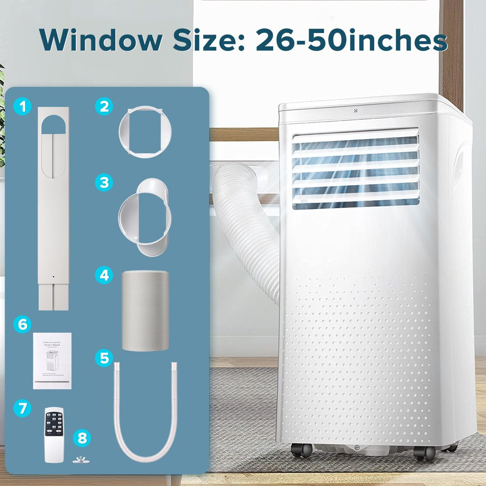 AGLUCKY Portable Air Conditioners, 3 in 1 Compact Cooling Unit with Built-In Dehumidifier and Fan Functions, Remote Control & Window Kit, Quiet AC Unit for Room/Office