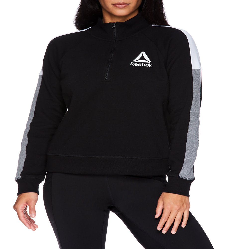 Reebok Women's Color Block Fleece Turtleneck Sweathshirt, Half Zip