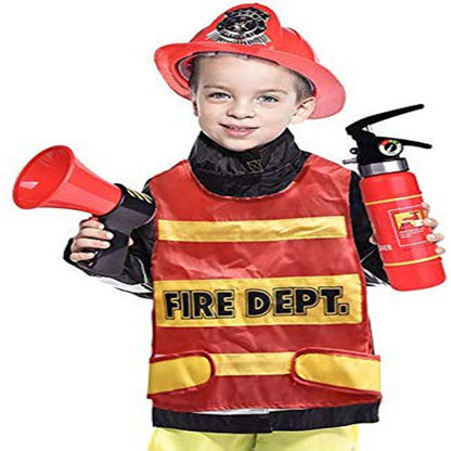  24 Pcs Firefighter Costume with Tools Set,Fireman Toys for Kids, Fire Fighter Costume Pretend Play Dress-up Toy Set