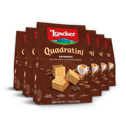 Quadratini Hazelnut, NON-GMO Bite-size Wafer Cookie, 8.82 oz, pack of 6