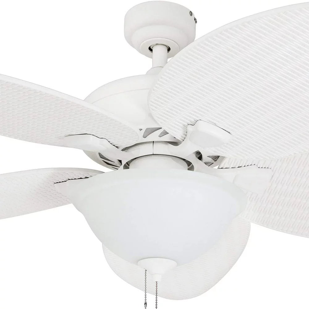 Honeywell Palm Valley 52" White Tropical Ceiling Fan with 5 Palm Blades, Pull Chain & Reverse Airflow