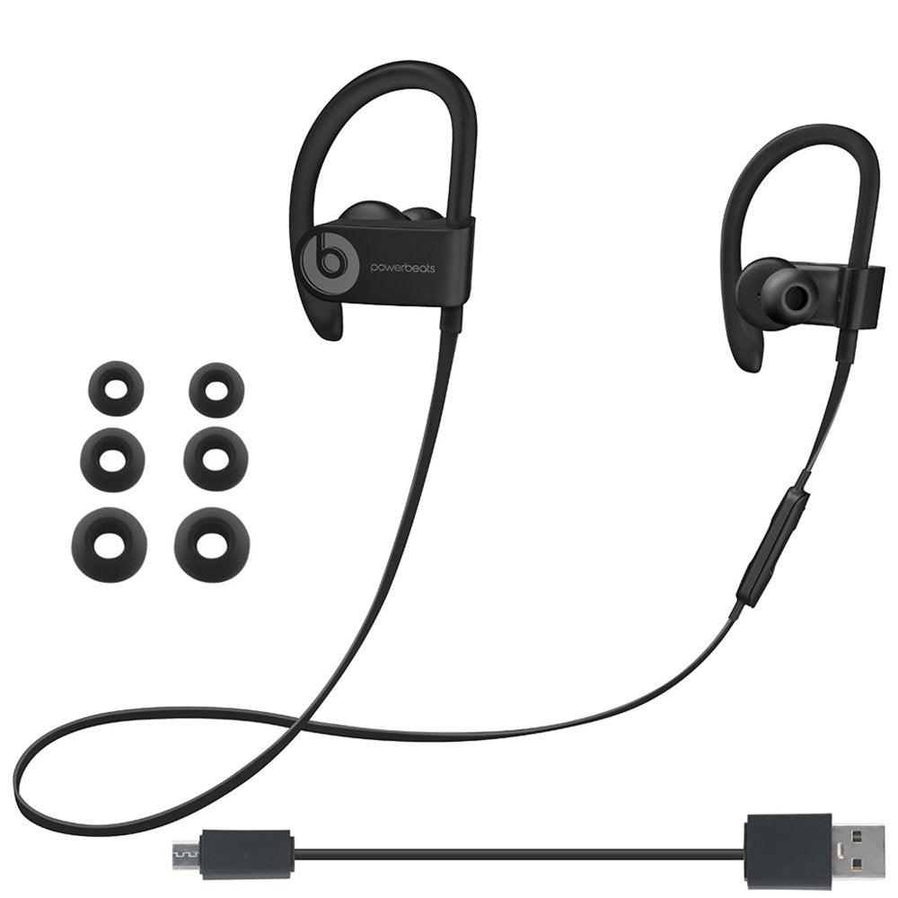 Restored Beats Powerbeats3 Wireless Earphones  Black with Cable