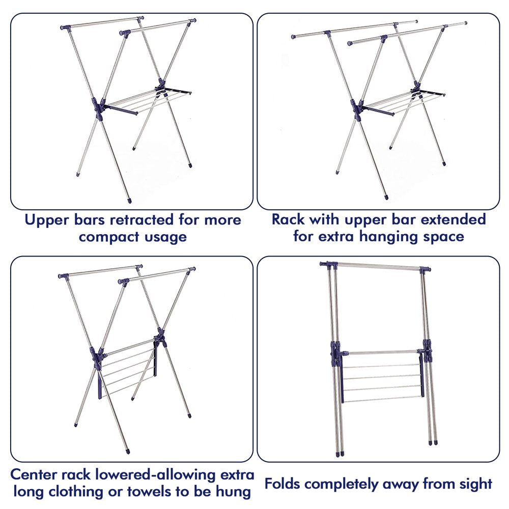 MONVANE Clothes Drying Rack - Foldable Drying Racks for Laundry, Stainless Steel for Indoor and Outdoor Use