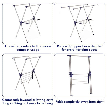 MONVANE Clothes Drying Rack - Foldable Drying Racks for Laundry, Stainless Steel for Indoor and Outdoor Use