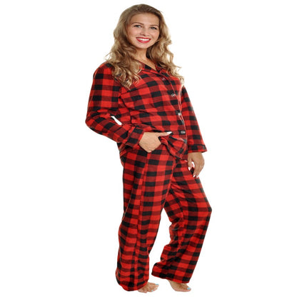 Angelina Christmas Cozy Fleece Notch Collar Pajama Set with Pockets (1-Pack)