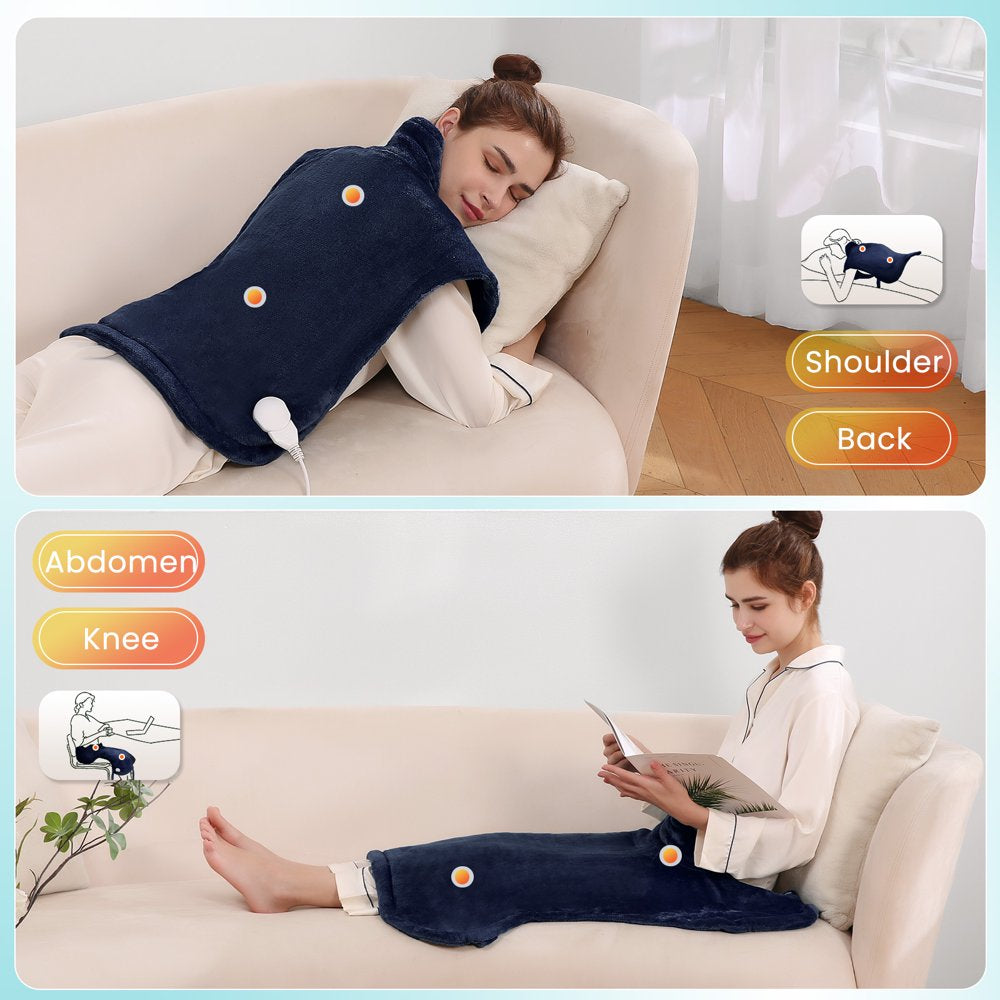 MARNUR Large Heating Pad for Back and Shoulder, 24"x33" with 4 Heat Settings 2H Auto-off - Navy Blue