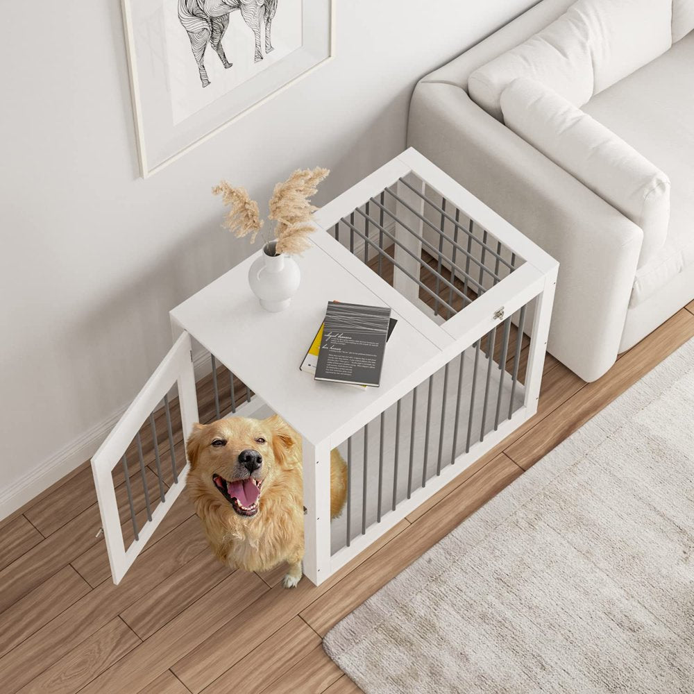 Furpezoo Dog Crate, Large Dog Crate Furniture Wood Two Door Dog Cage, 40"L