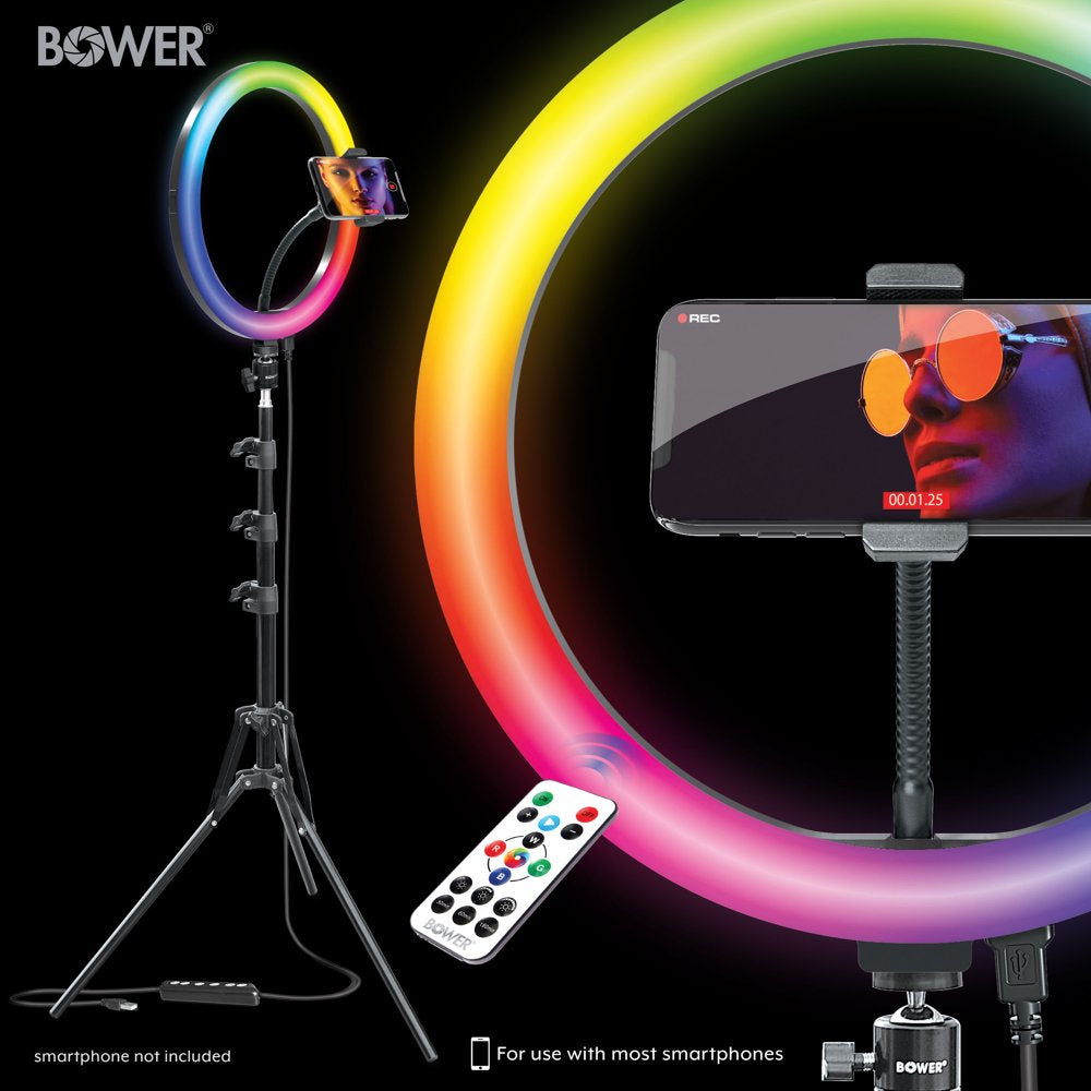 Bower 12-inch LED RGB Ring Light Studio Kit with Special Effects; Black