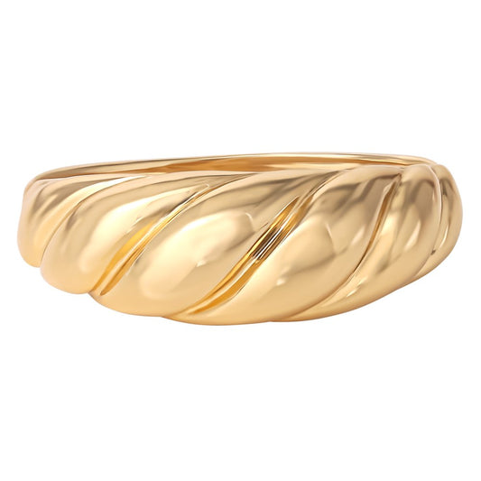 Women’s Gold Plated Sterling Silver Ribbed Dome Ring