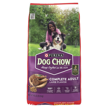 Purina Dog Chow High Protein Real Lamb Flavor Dry Dog Food, 44 lb Bag