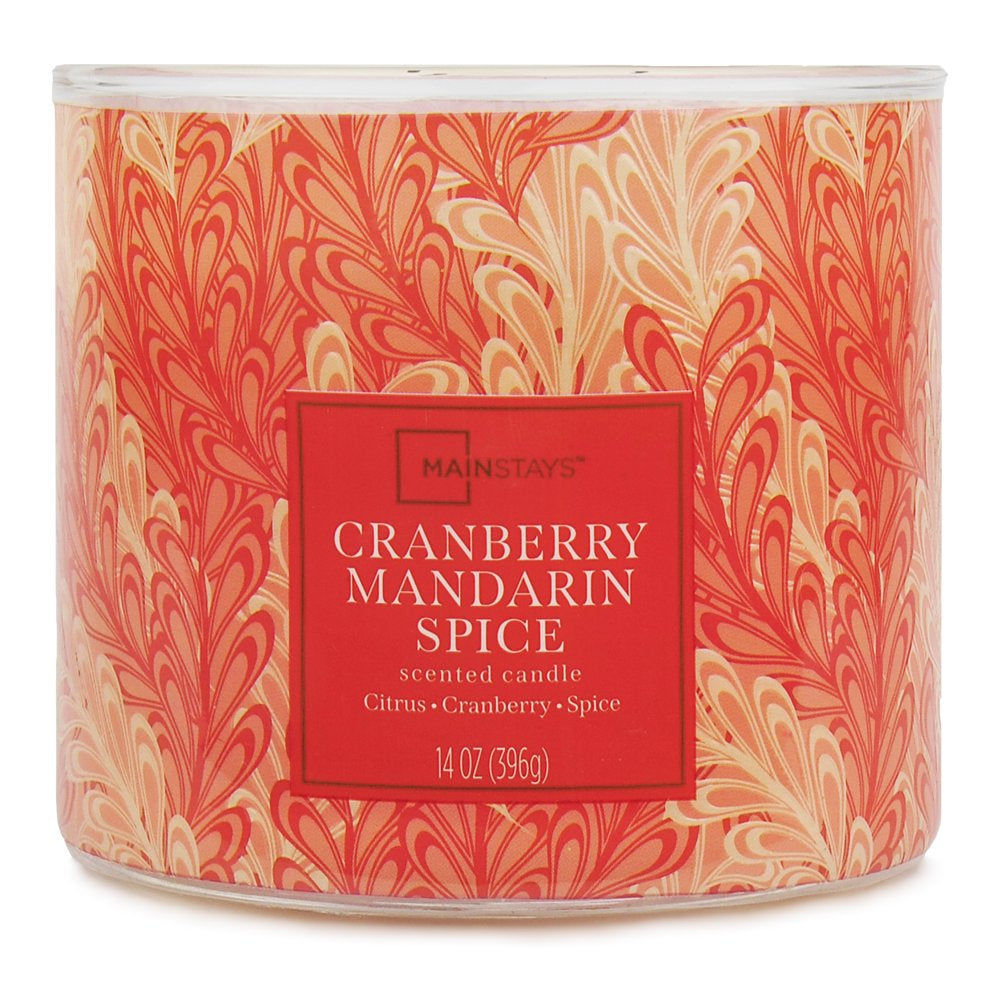 Mainstays Textured Wrap 3 Wick Cranberry Mandarin Spice Candle, 14 Ounce