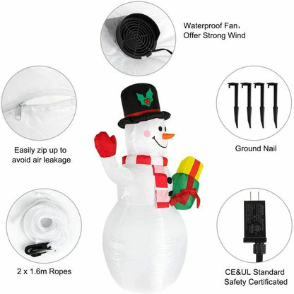 5ft Christmas Inflatables Snowman Outdoor Yard Decor with Rotating LED Lights Christmas Blow Up Decoration Garden