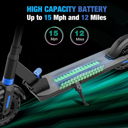 EVERCROSS Electric Scooter - 8" Tires, 350W Motor up to 15 MPH & 12 Miles, 3 Speed Modes & Foldable