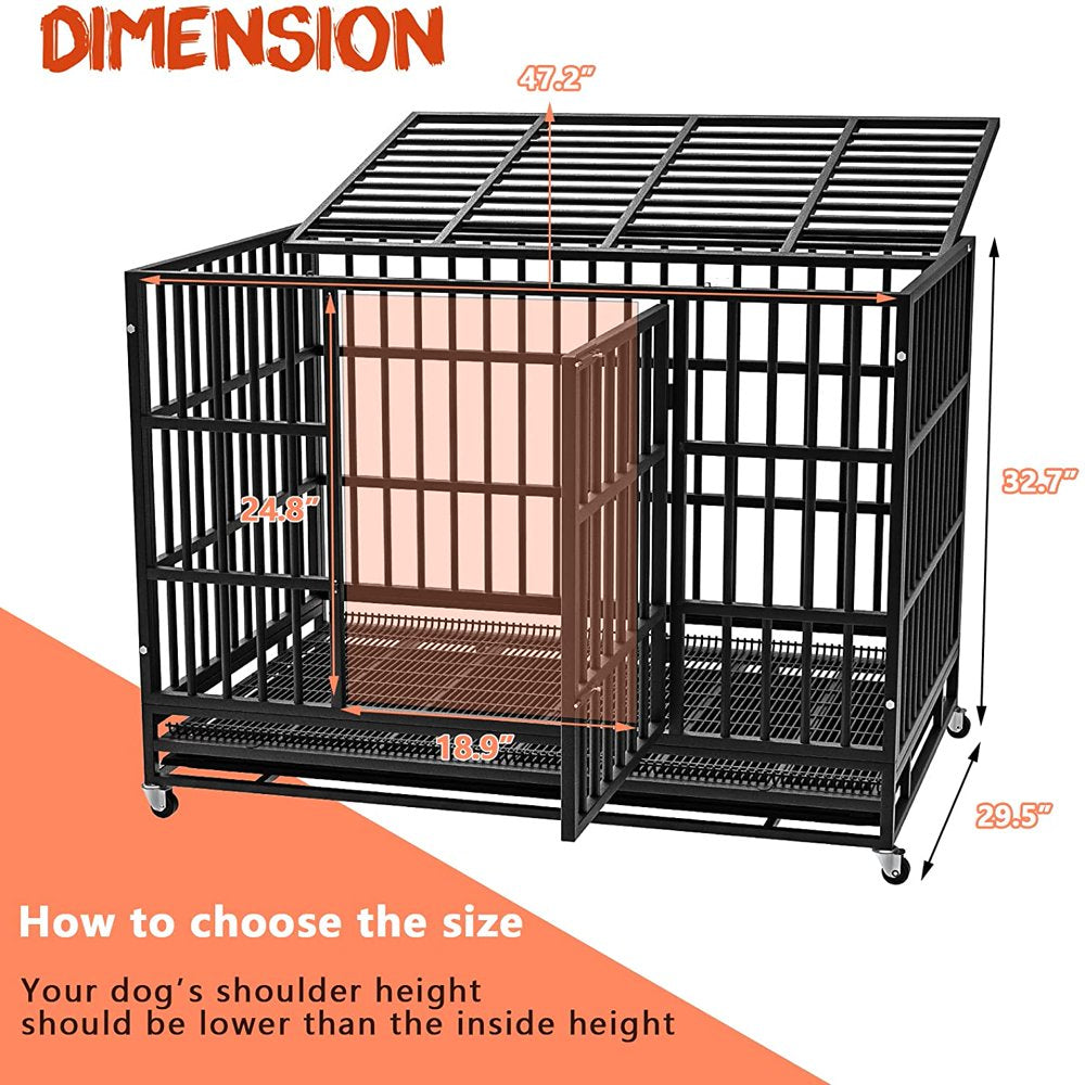 Vitesse Heavy Duty Indestructible high Anxiety Dog Crate cage for Outdoor and Indoor with Removable Tray