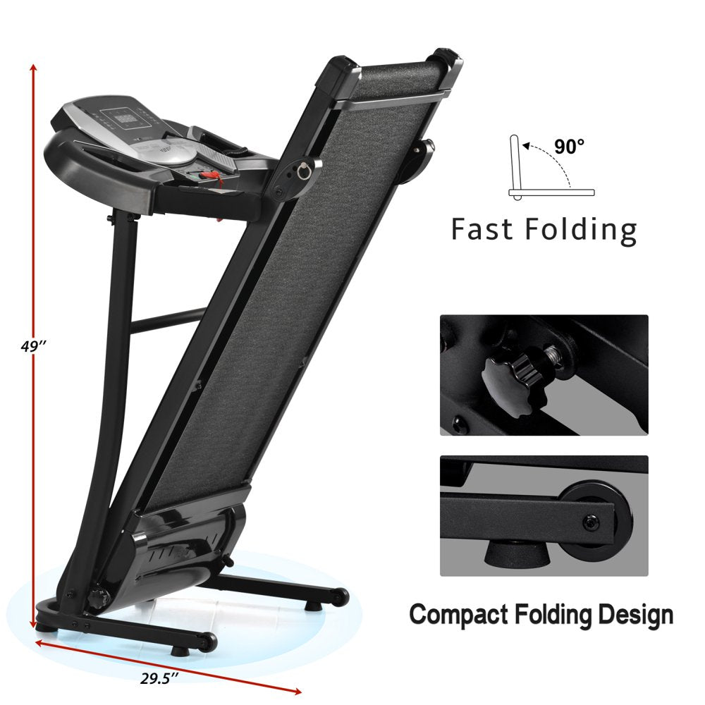 Folding Treadmill, Electric Treadmill with 43.3” x 14” Ultra Large Running Belt, Heart Rate Monitor, Easy Accembly, 7.5 Mph Speed for Home Gym