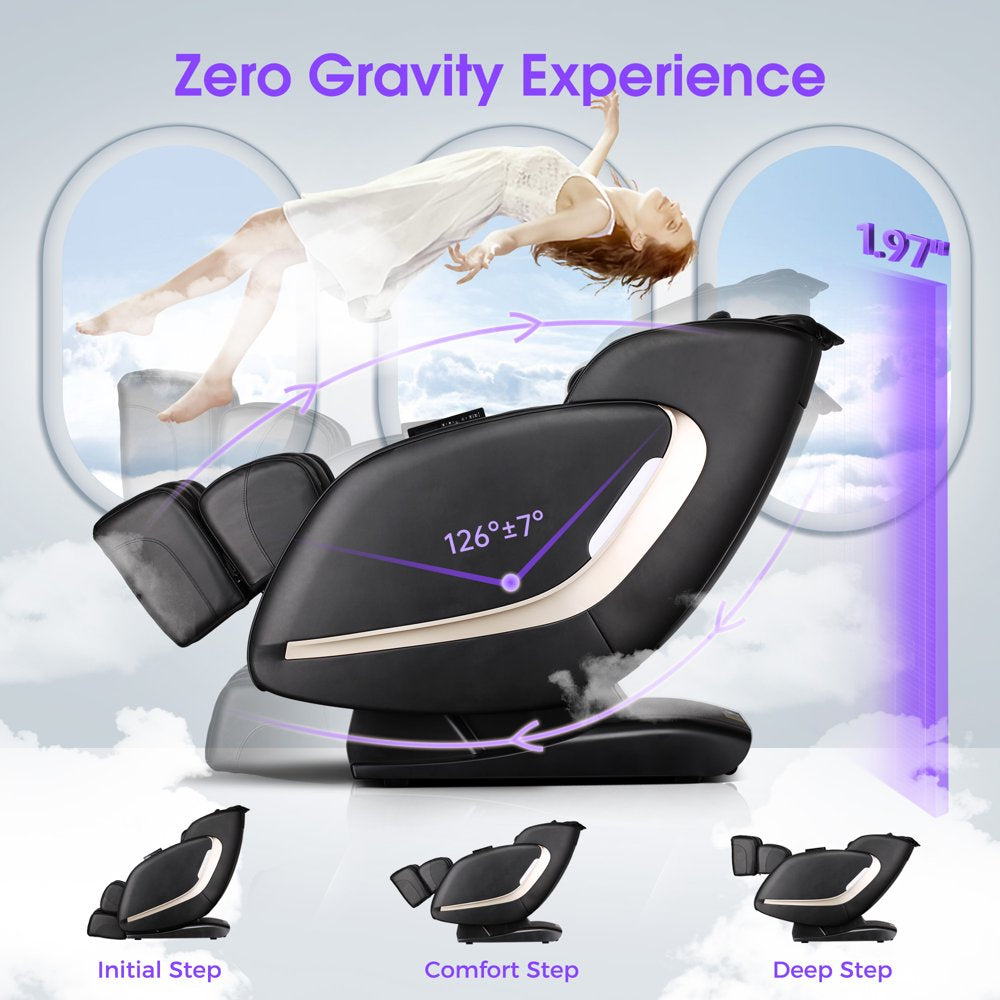 Easpearl 2023 4D Full Body Massage Chair Zero Gravity Shiatsu Recliner with Heat Thai Stretch Black