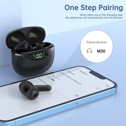 Wireless Earbuds, Bluetooth 5.1 Headphone 30Hrs Playtime with USB-C Fast Charging Case, IPX7 Waterproof Earphones, TWS in Ear Stereo Headset Built-In Mic for Iphone/Android(Black)