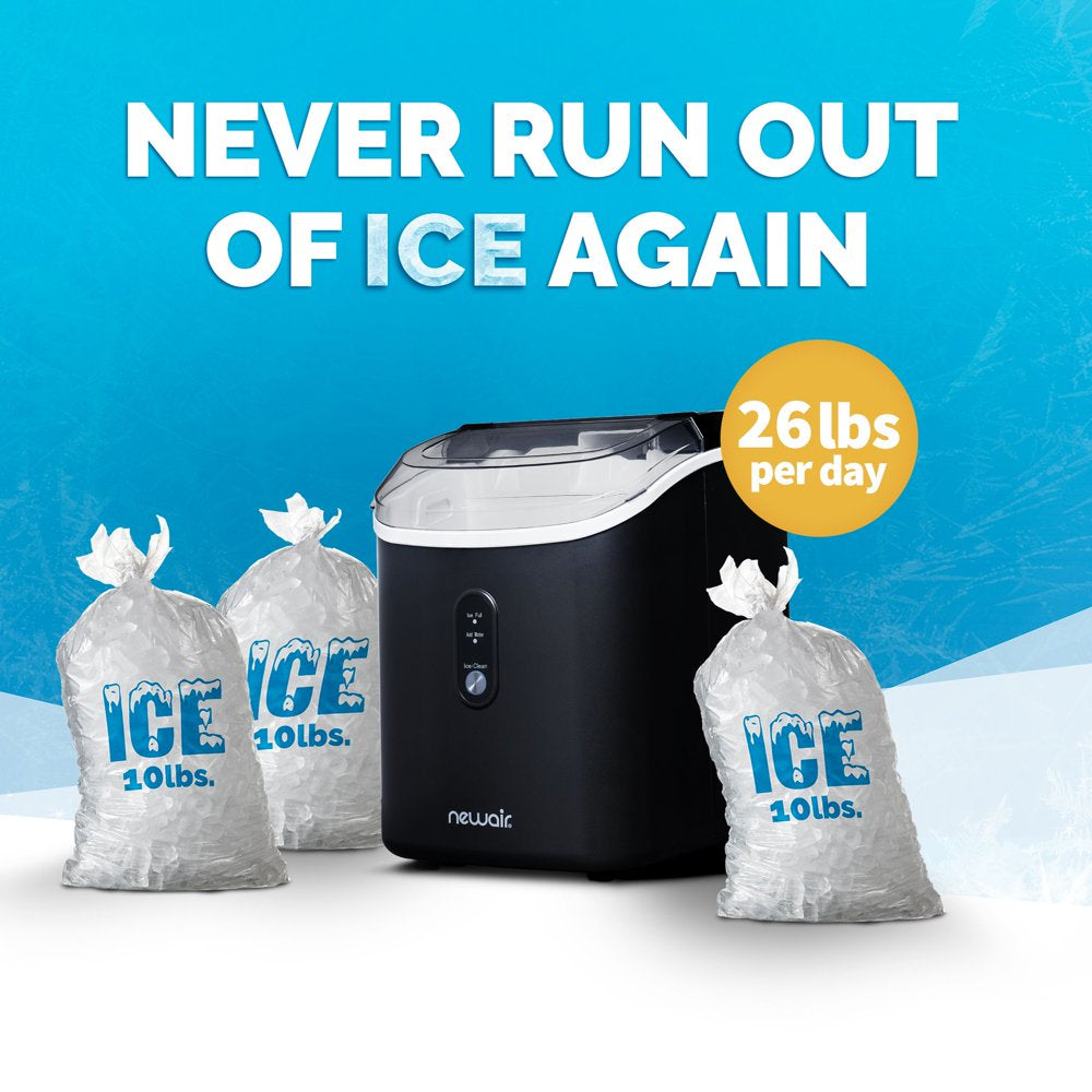 Newair 26 Lbs. Countertop Nugget Ice Maker | Compact Ice Machine | Matte Black