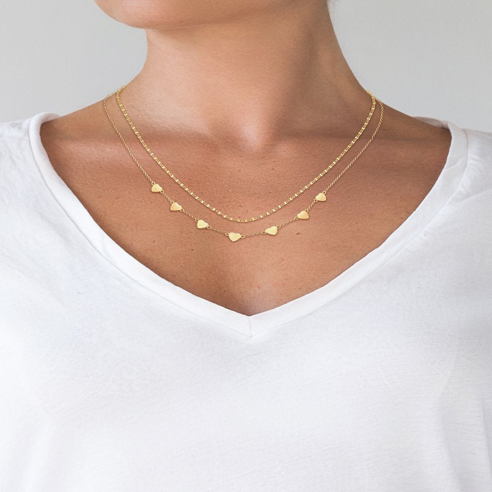  Women’s Gold Plated Sterling Silver 2 Piece Necklace Set